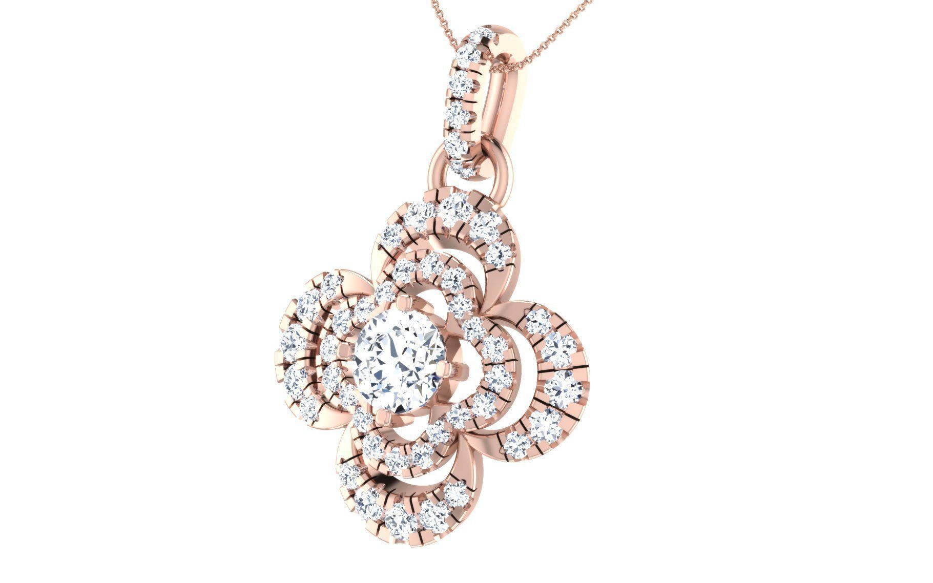 Solitaire pendant earrings 3D print model_16