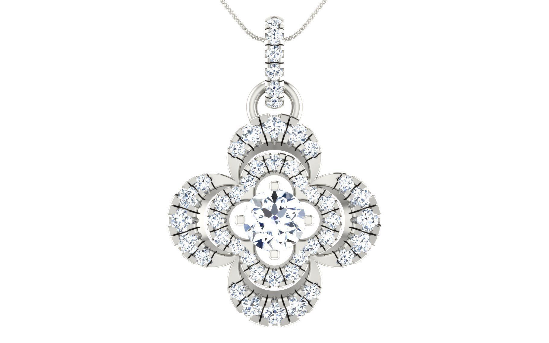 Solitaire pendant earrings 3D print model_21