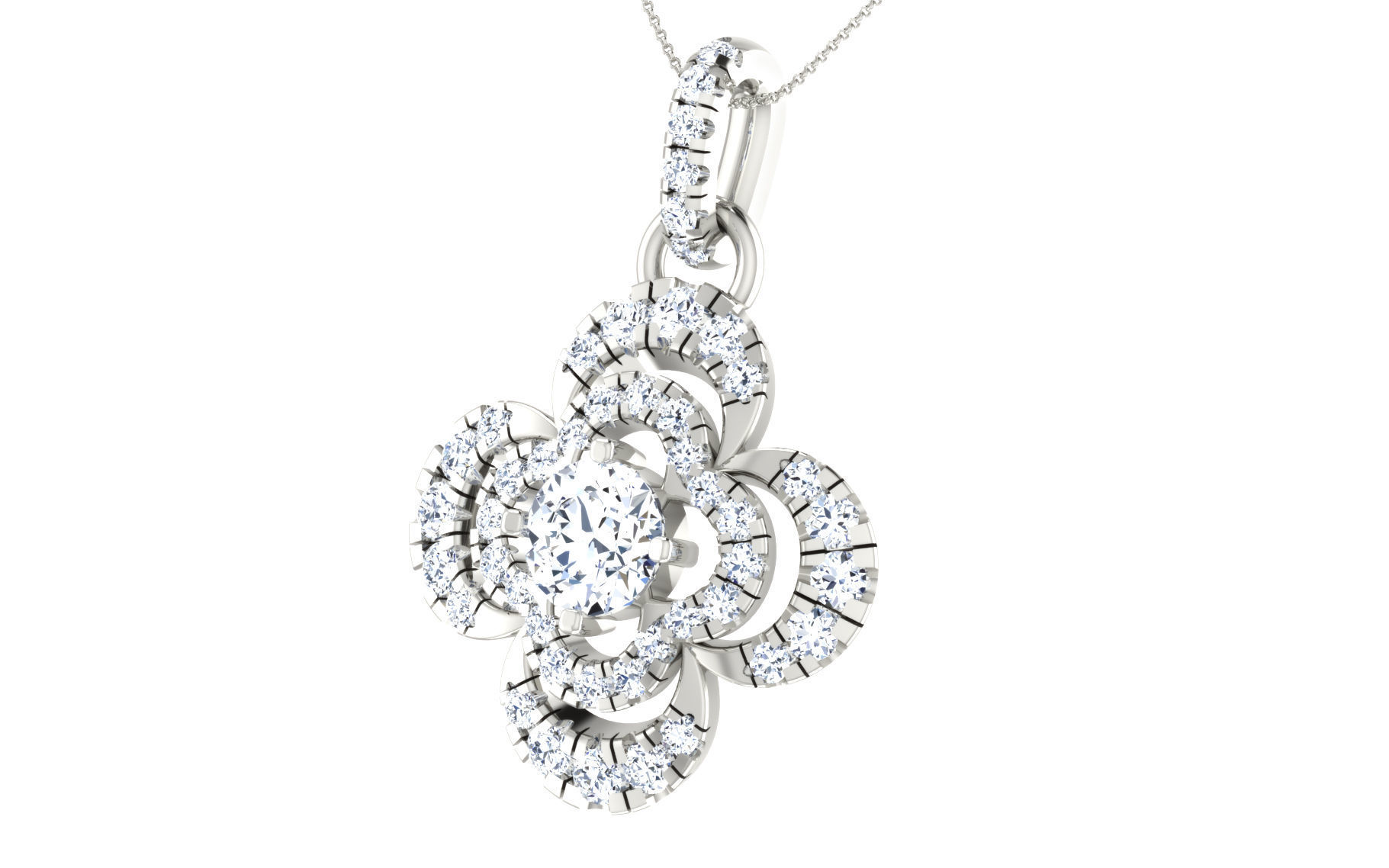 Solitaire pendant earrings 3D print model_20