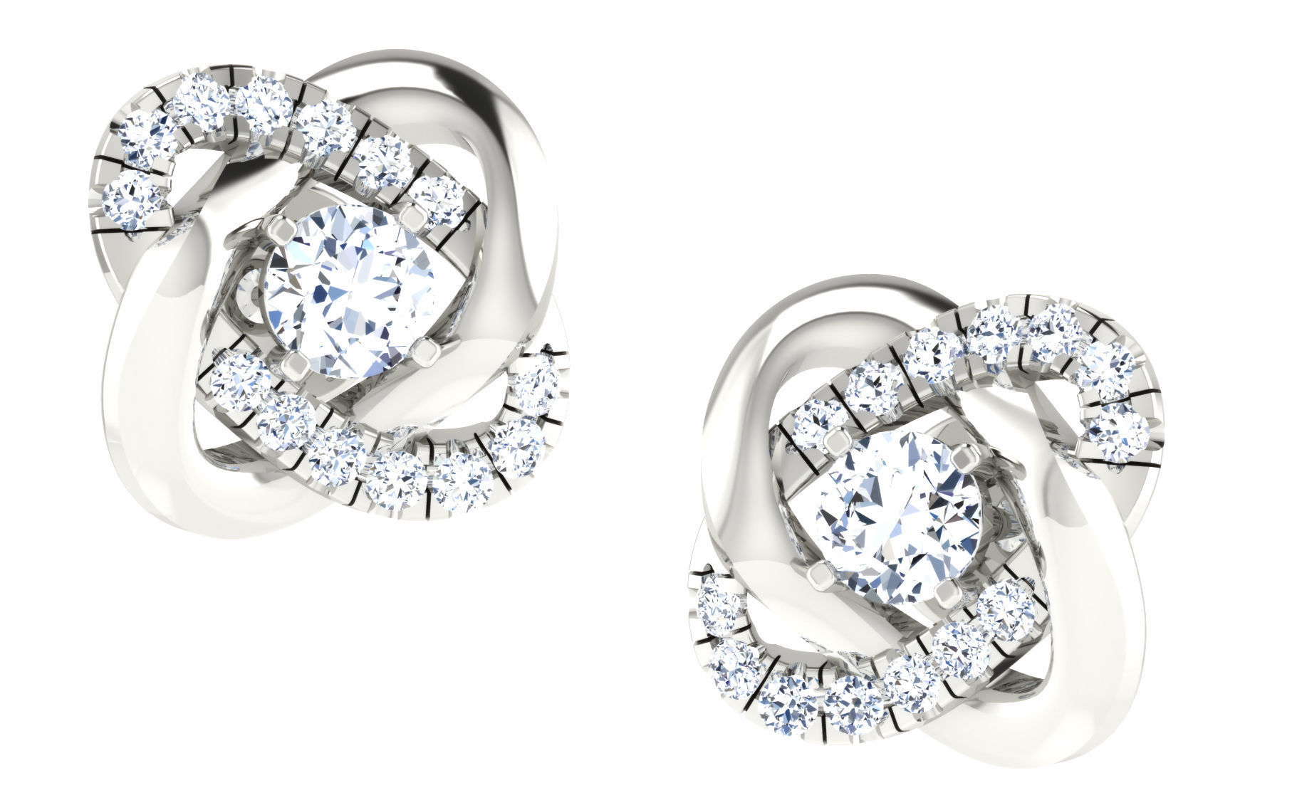 Solitaire pendant earrings 3D print model_8