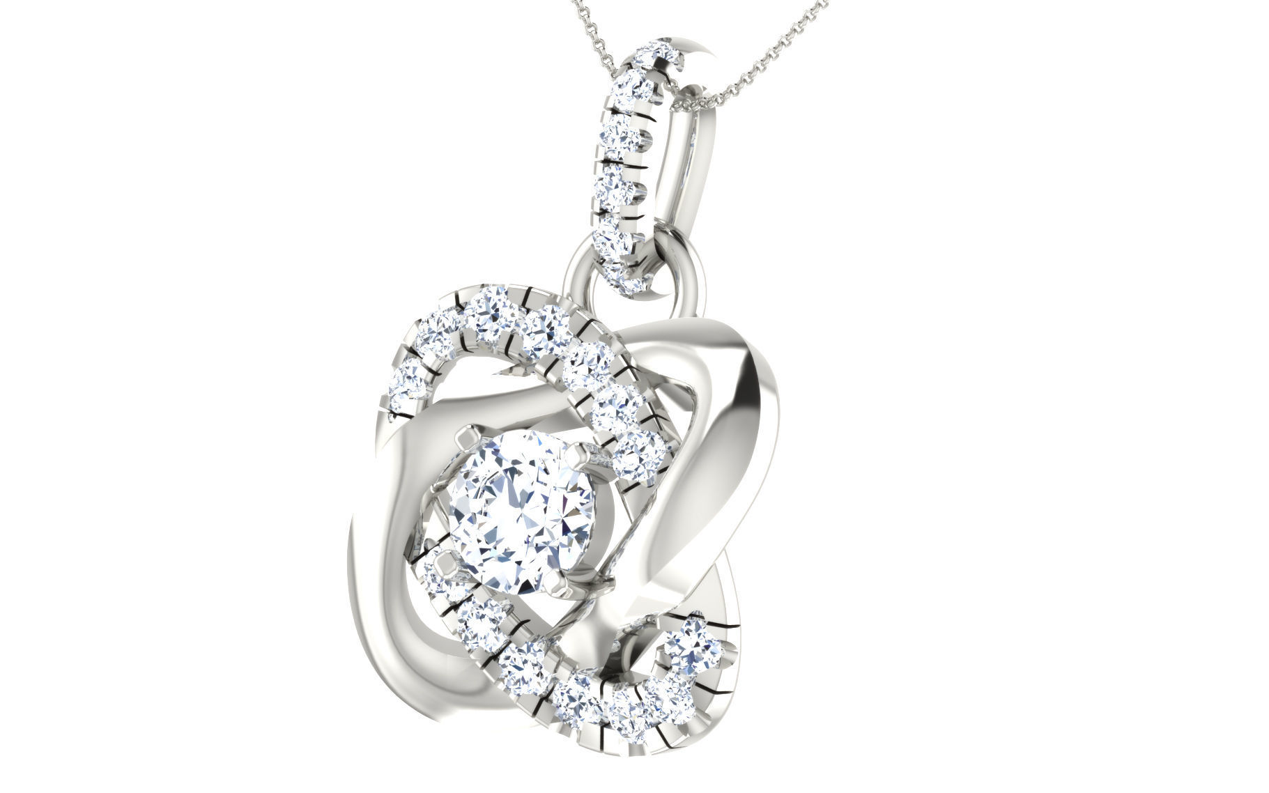 Solitaire pendant earrings 3D print model_20