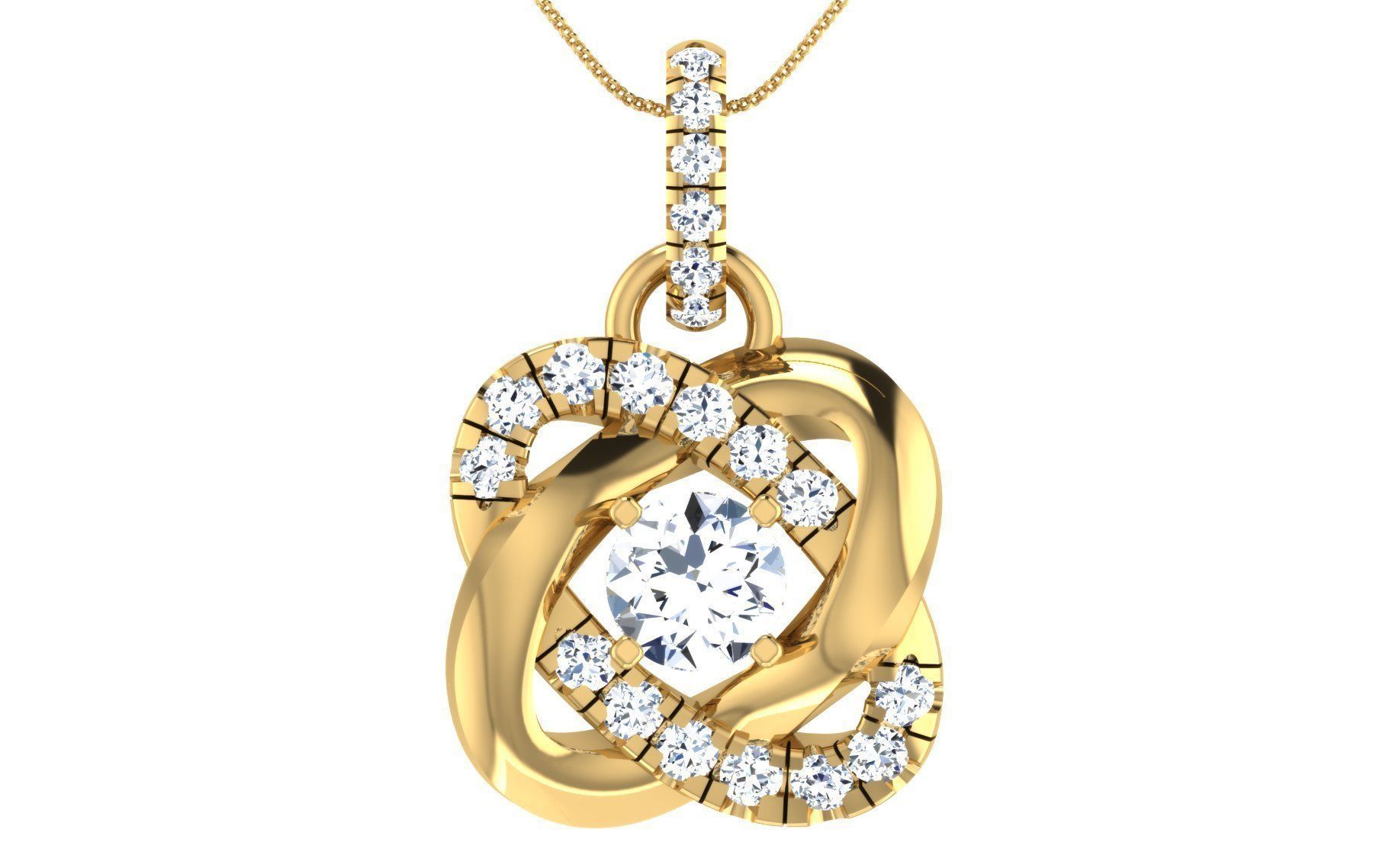 Solitaire pendant earrings 3D print model_13