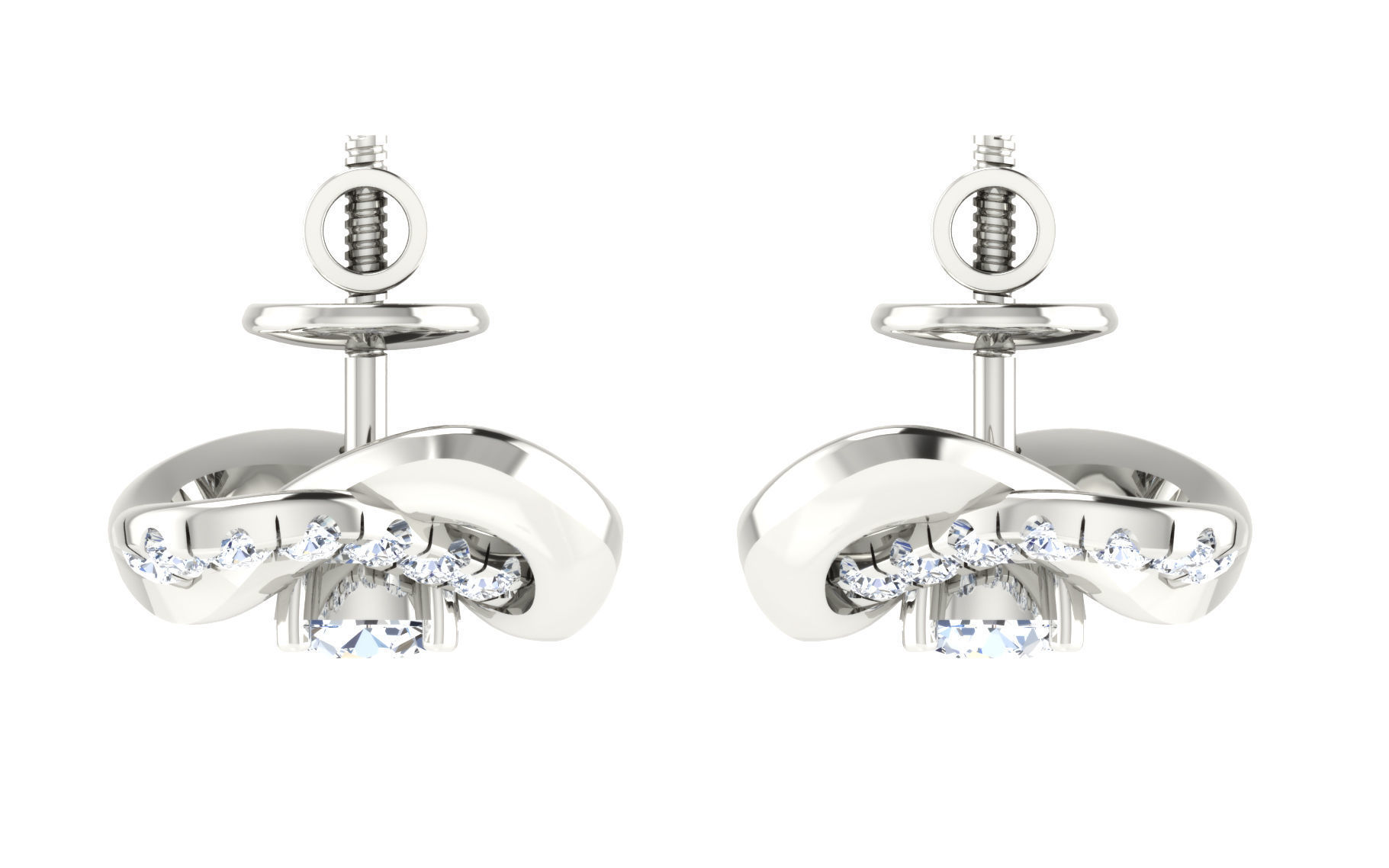 Solitaire pendant earrings 3D print model_11