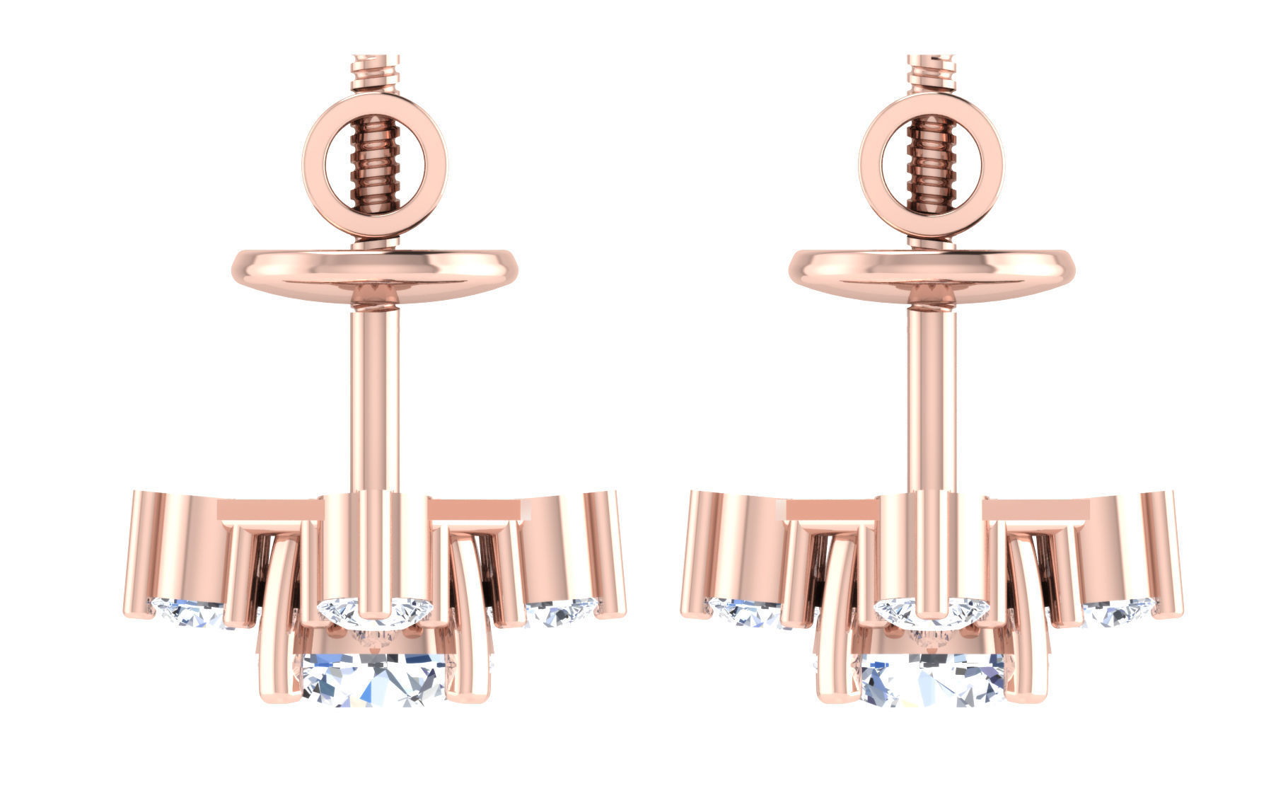 Solitaire pendant earrings 3D print model_7