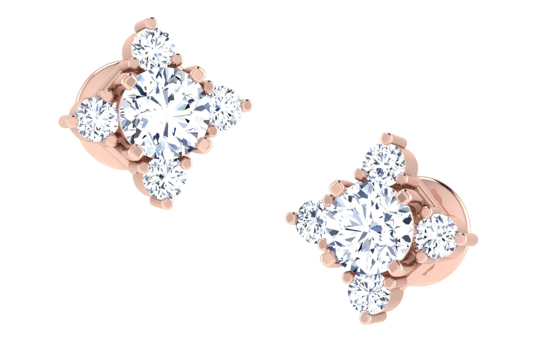 Solitaire pendant earrings 3D print model_5