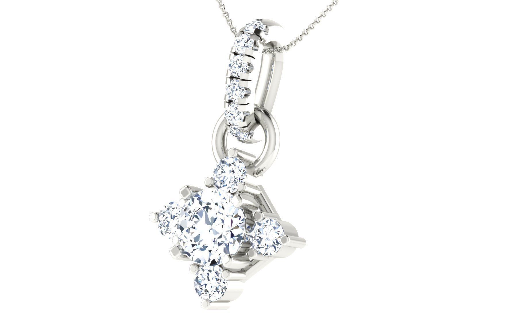 Solitaire pendant earrings 3D print model_20