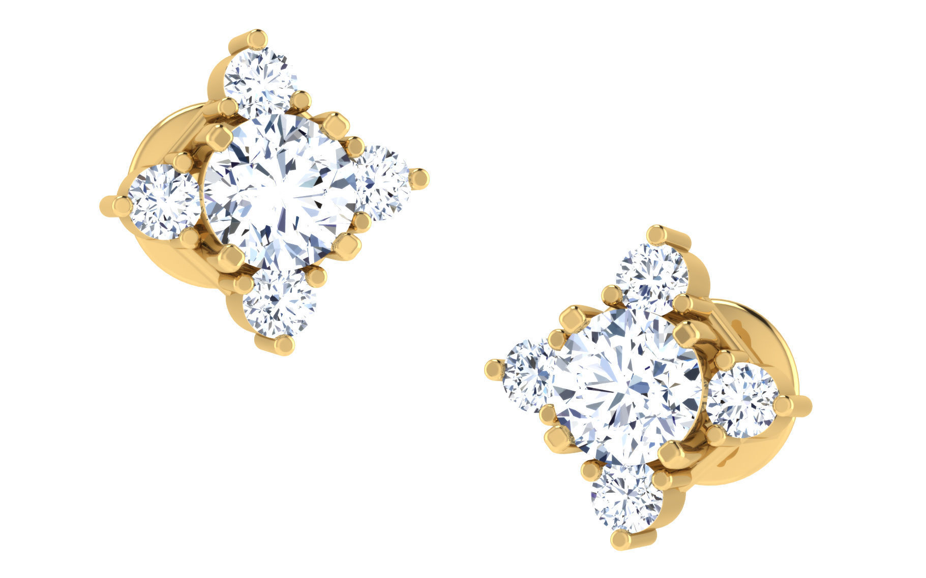 Solitaire pendant earrings 3D print model_1