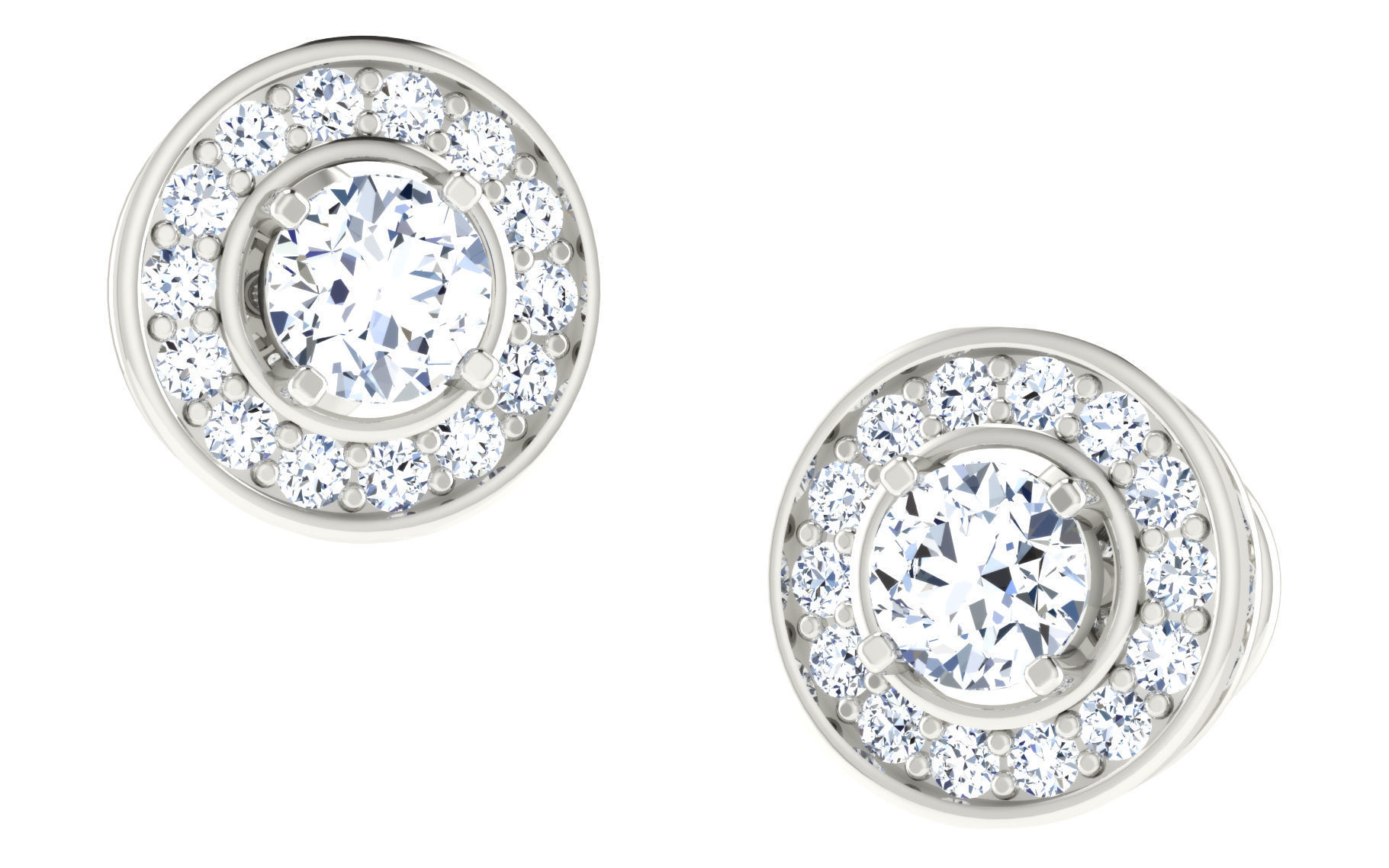 Solitaire pendant earrings 3D print model_8