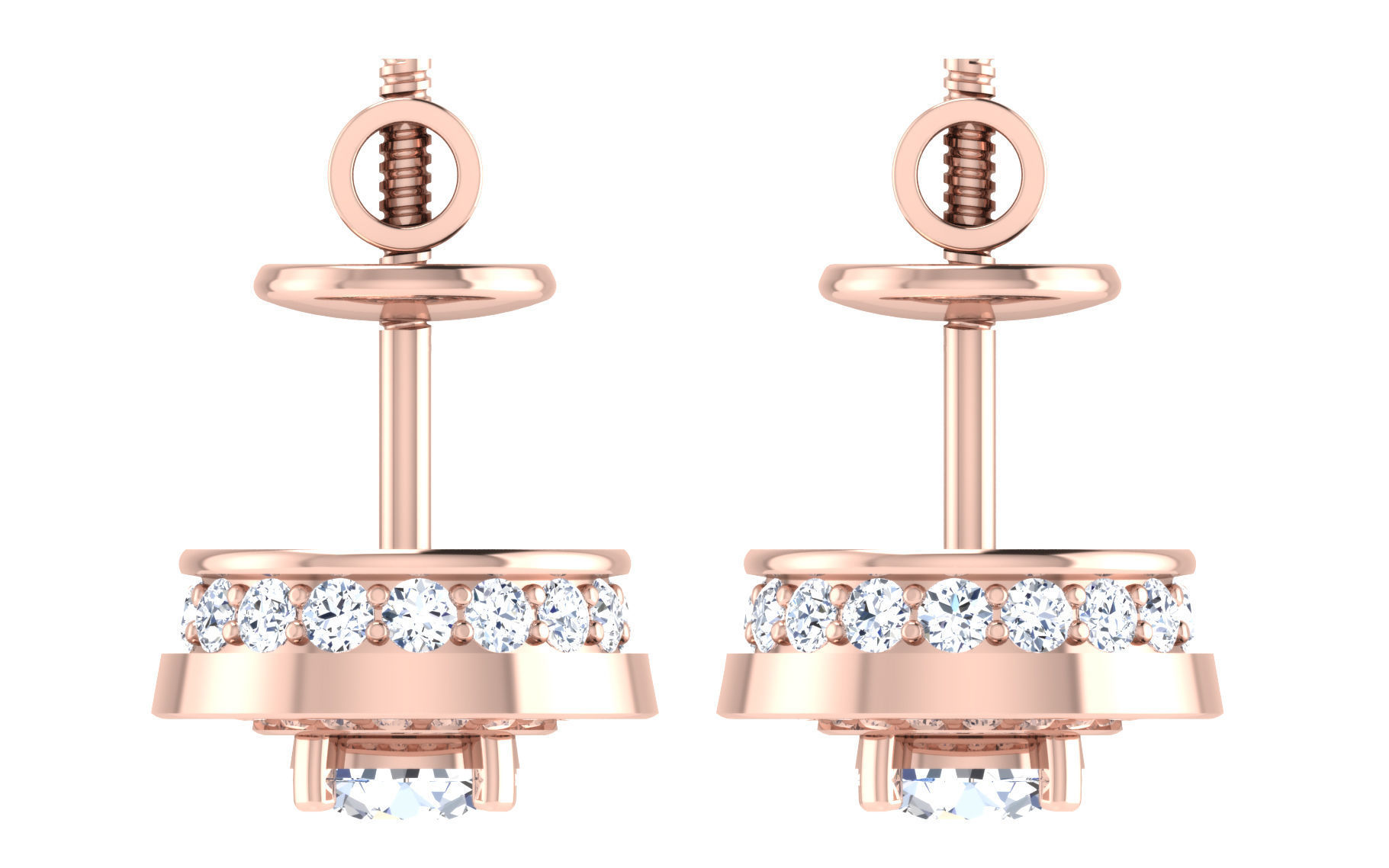 Solitaire pendant earrings 3D print model_7