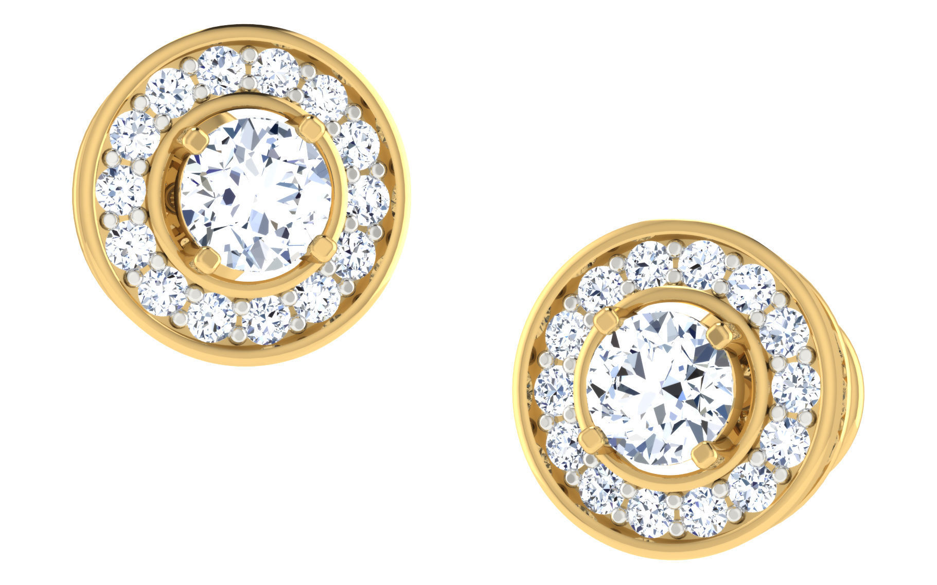 Solitaire pendant earrings 3D print model_2