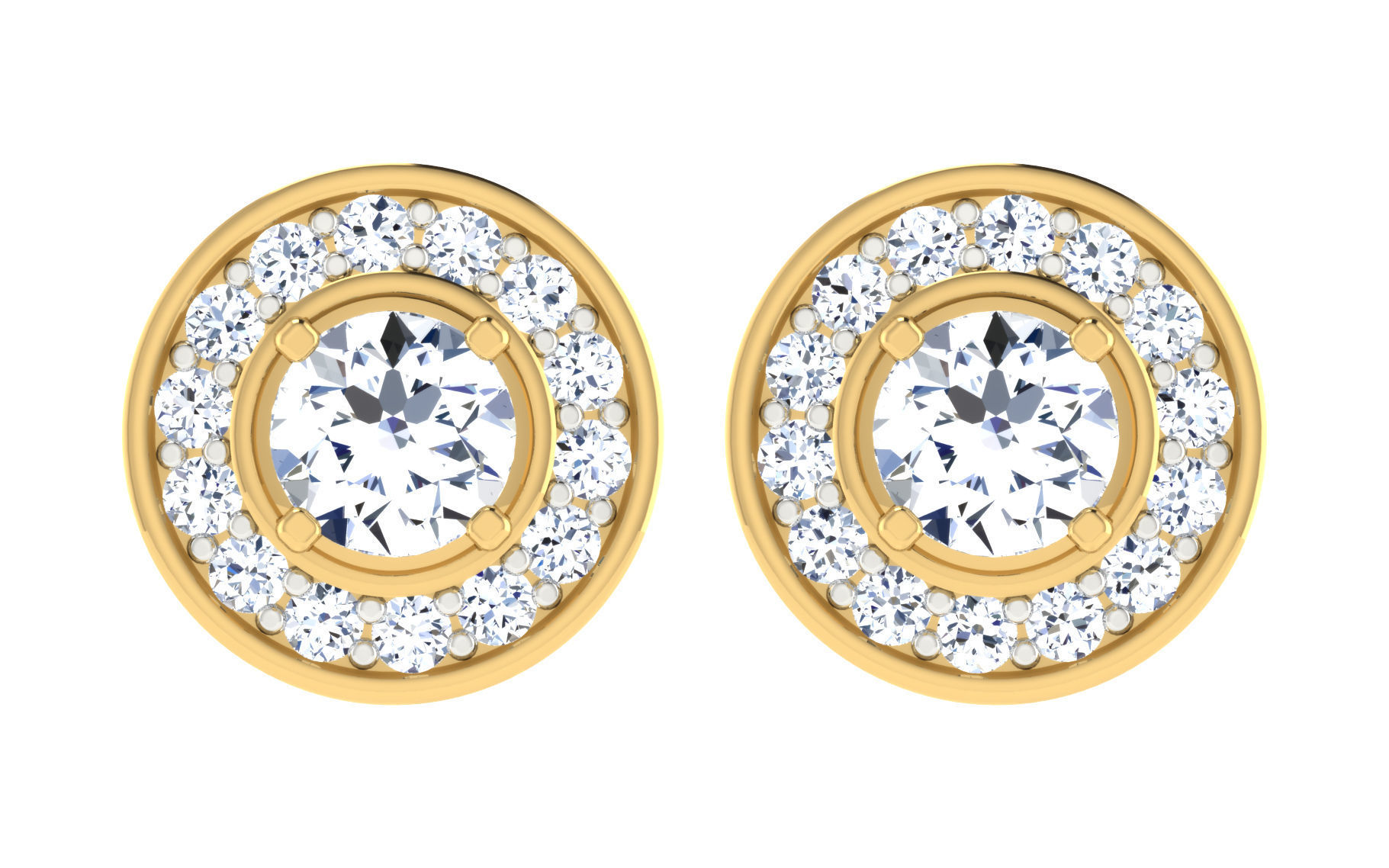 Solitaire pendant earrings 3D print model_1