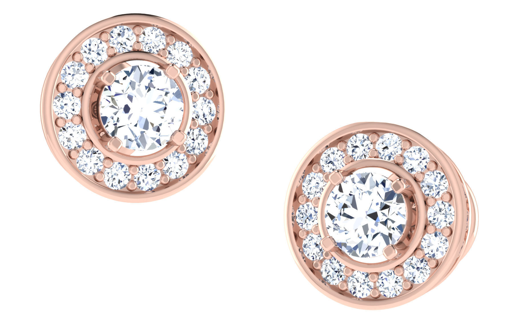 Solitaire pendant earrings 3D print model_5