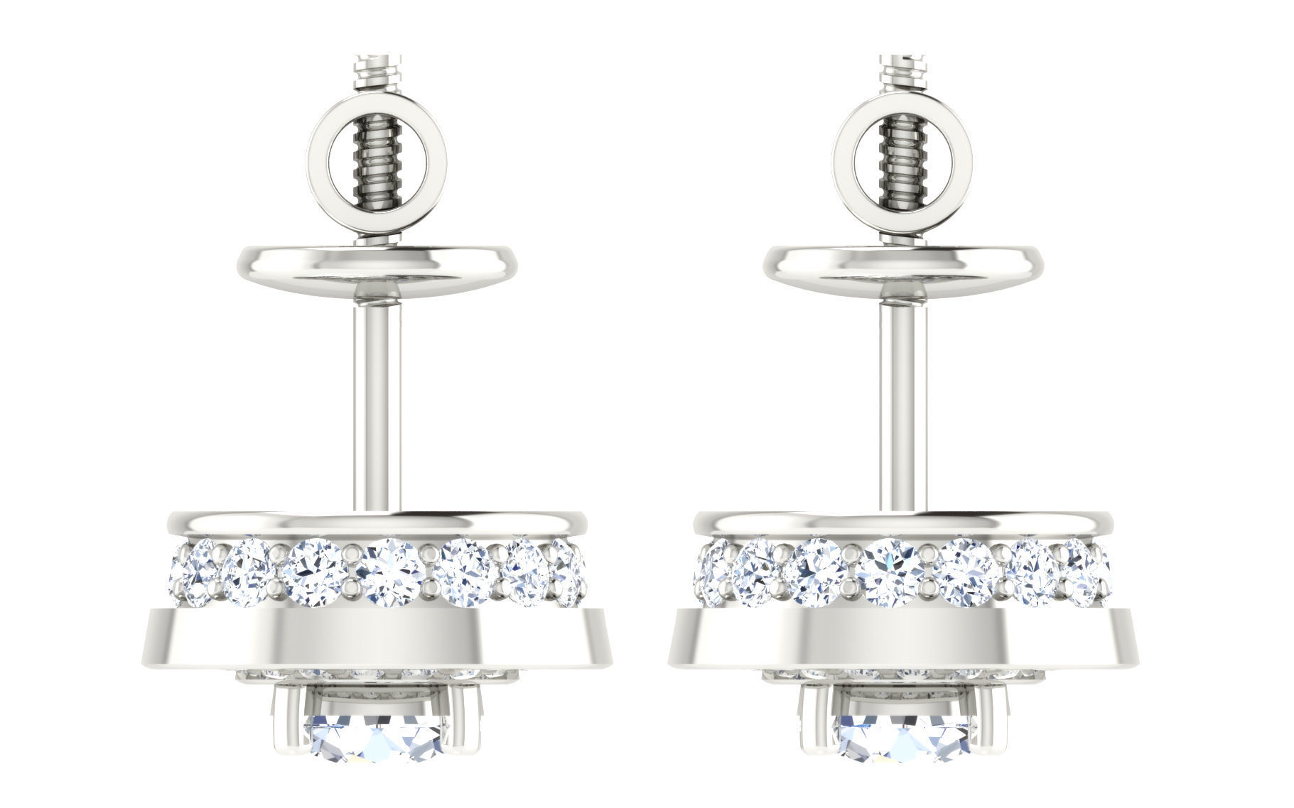 Solitaire pendant earrings 3D print model_11