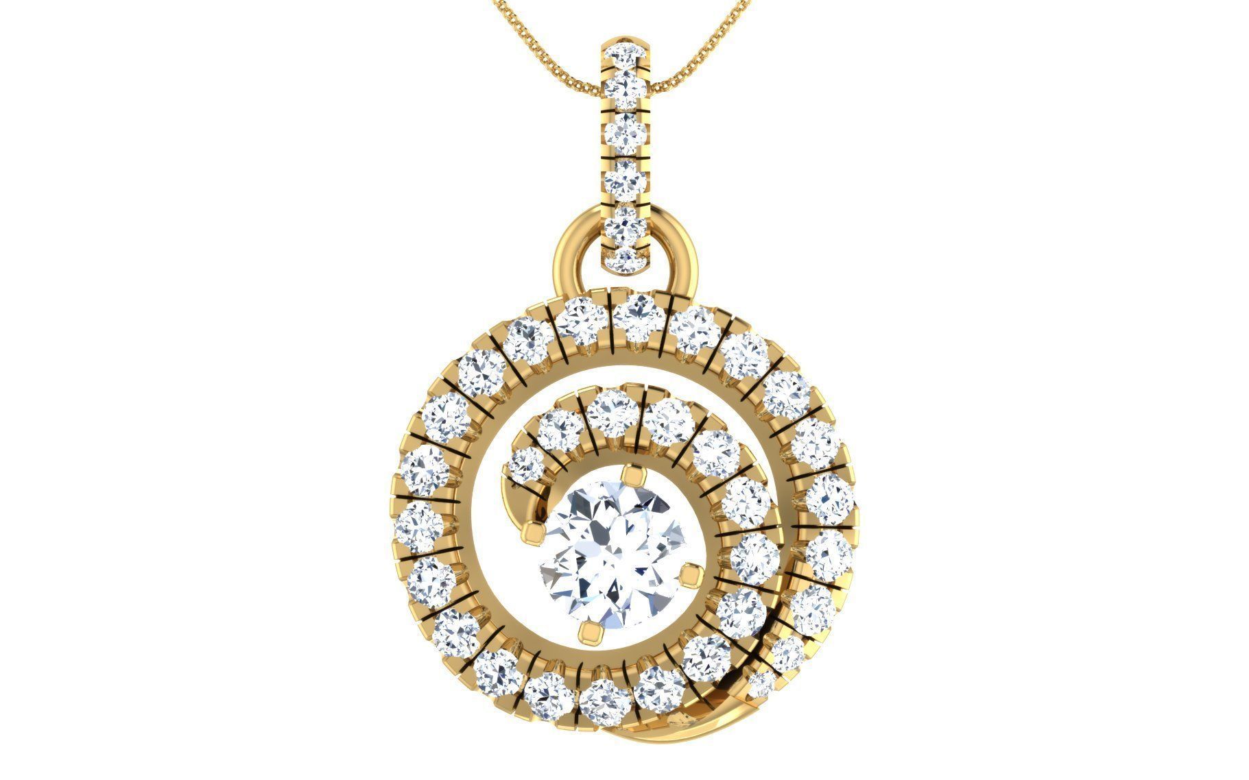 Solitaire pendant earrings 3D print model_13