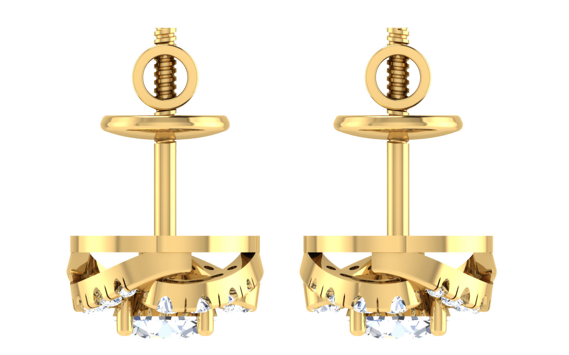 Solitaire pendant earrings 3D print model_4