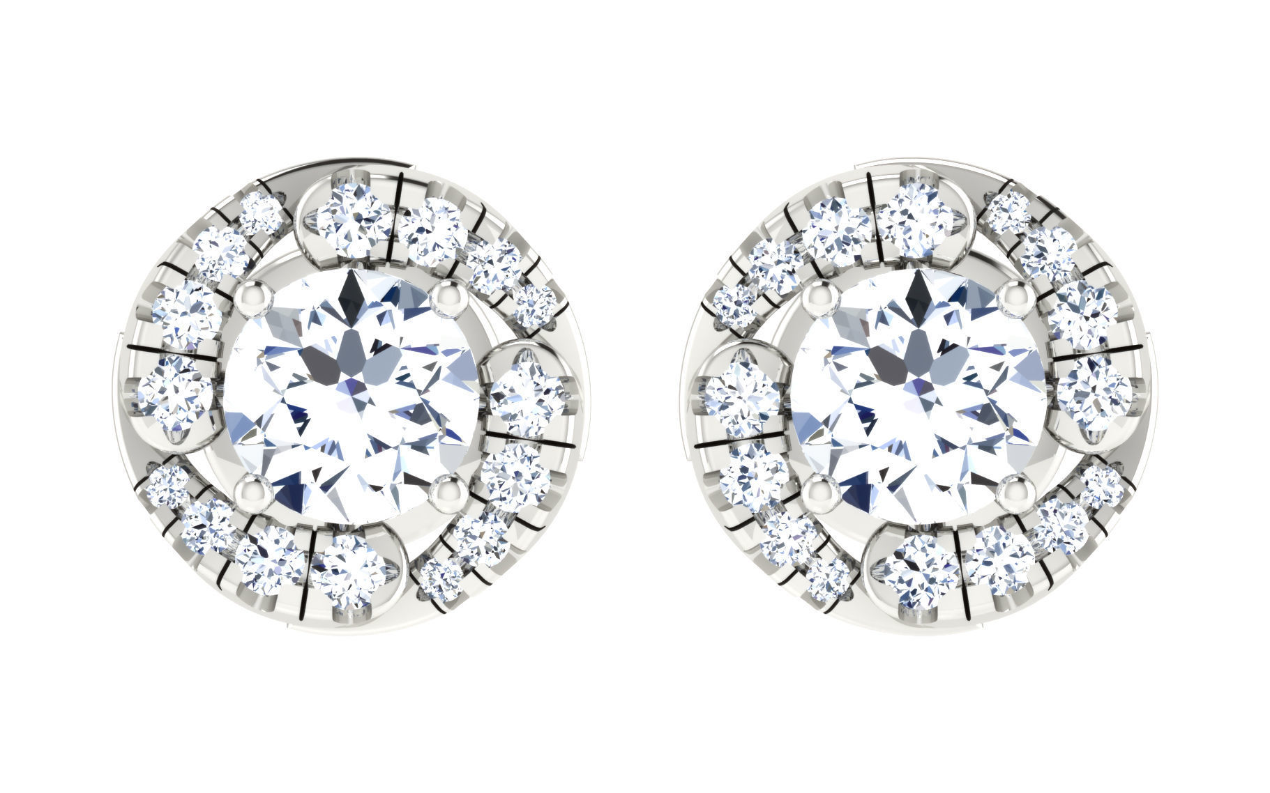 Solitaire pendant earrings 3D print model_9