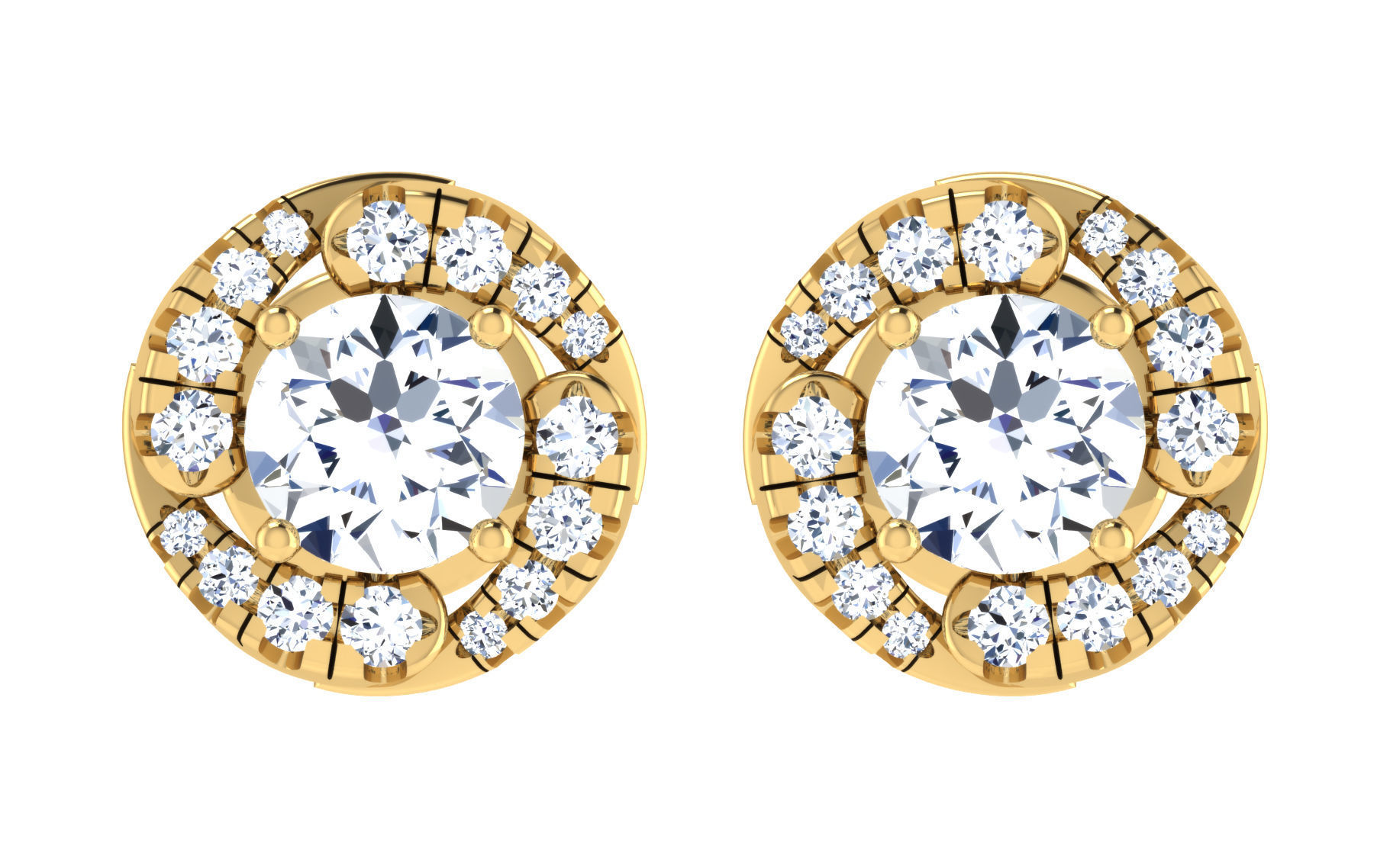 Solitaire pendant earrings 3D print model_2