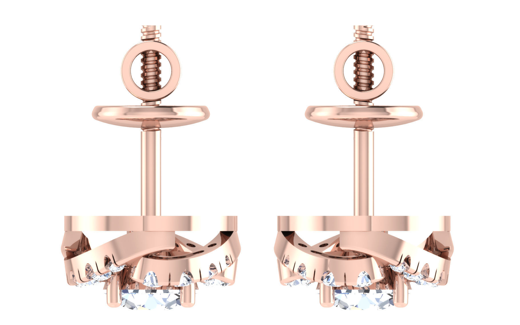 Solitaire pendant earrings 3D print model_7