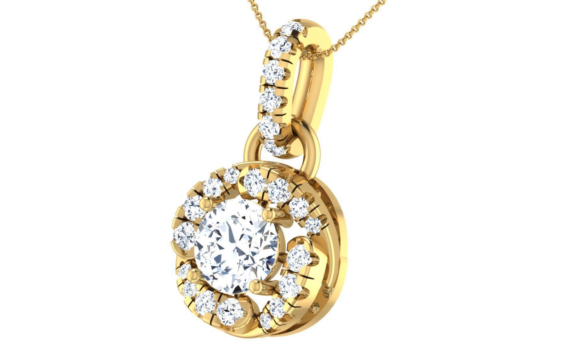 Solitaire pendant earrings 3D print model_12