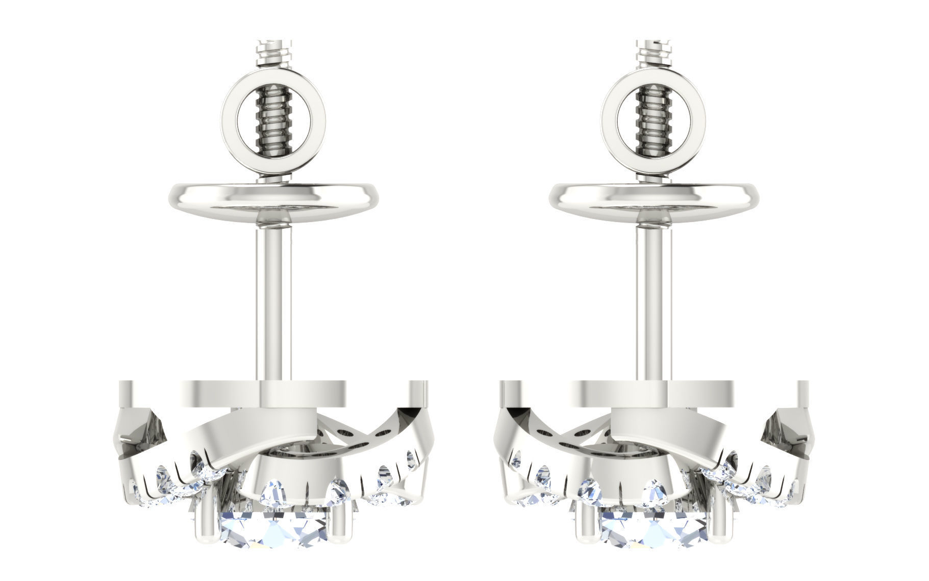 Solitaire pendant earrings 3D print model_11