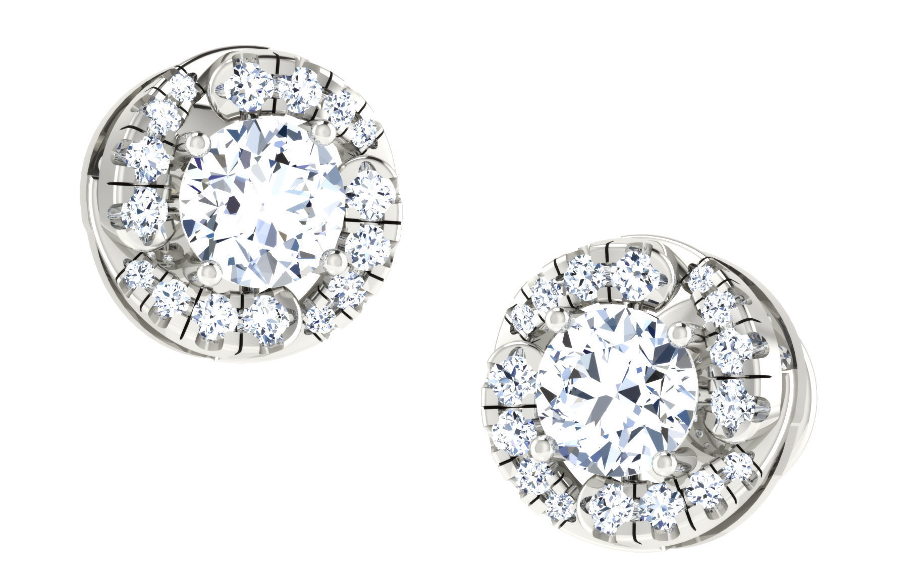 Solitaire pendant earrings 3D print model_8