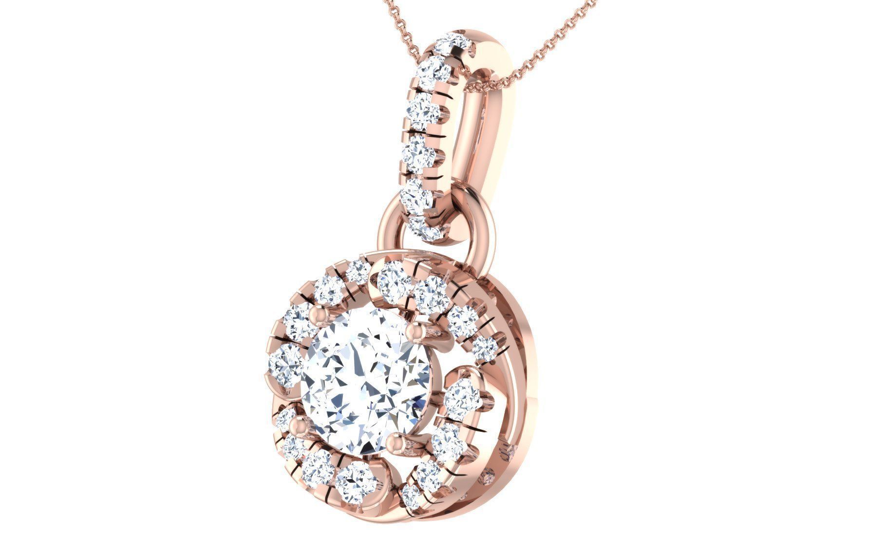 Solitaire pendant earrings 3D print model_16