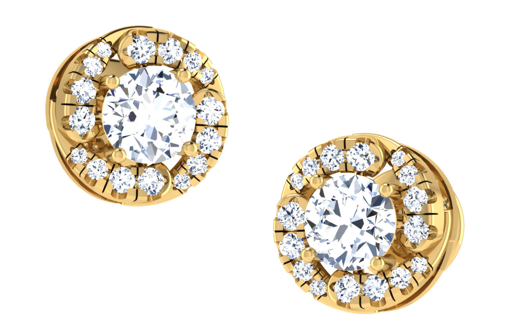 Solitaire pendant earrings 3D print model_1