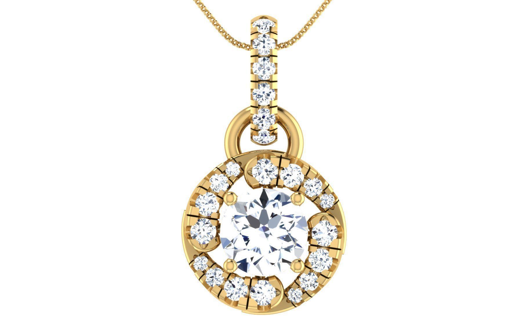 Solitaire pendant earrings 3D print model_13