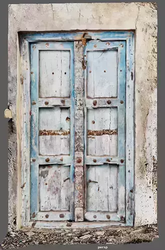 The structure of the old wooden door of the Indian street 3D model