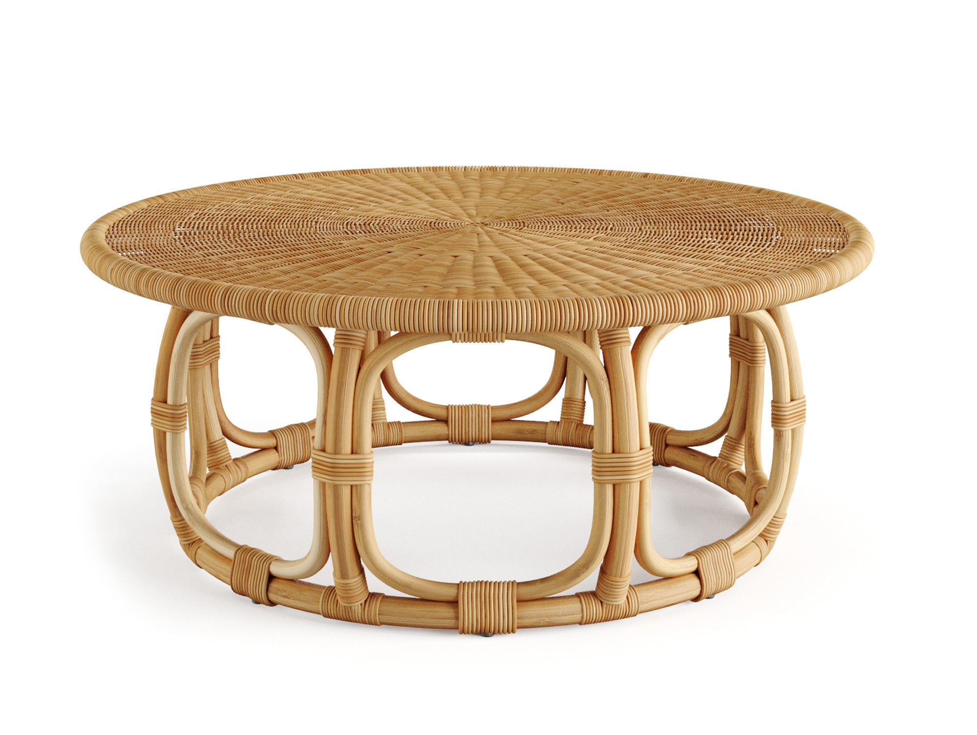 Anguilla Rattan Coffee Table Serena and Lily 3D model_3