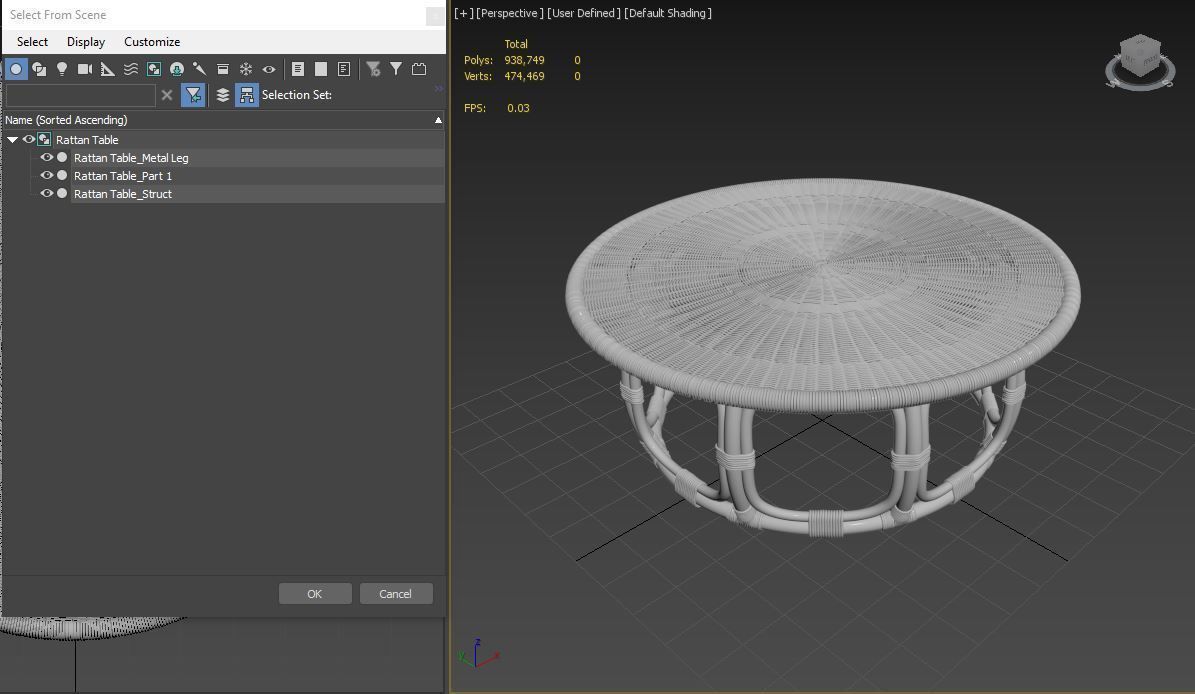 Anguilla Rattan Coffee Table Serena and Lily 3D model_7