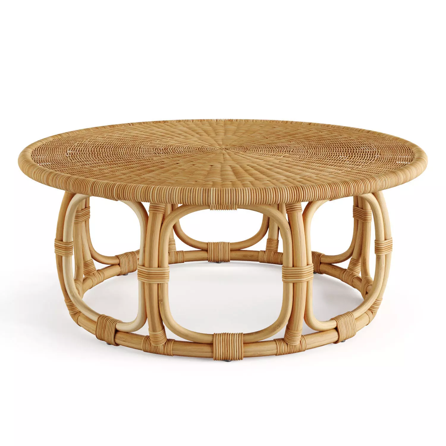 Anguilla Rattan Coffee Table Serena and Lily 3D model_0