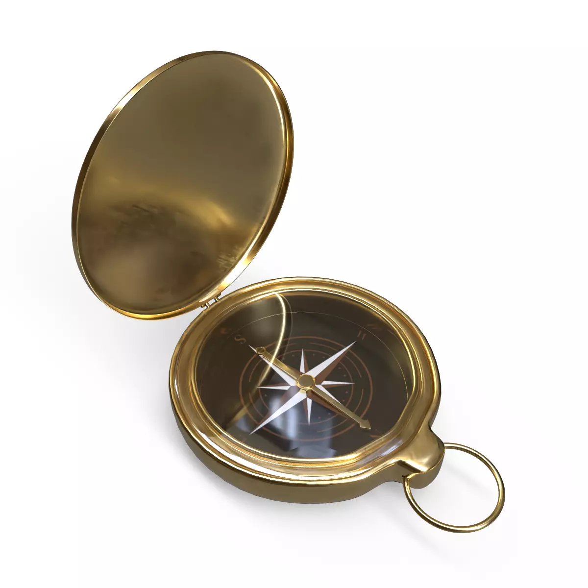 Compass gold 3D model_0
