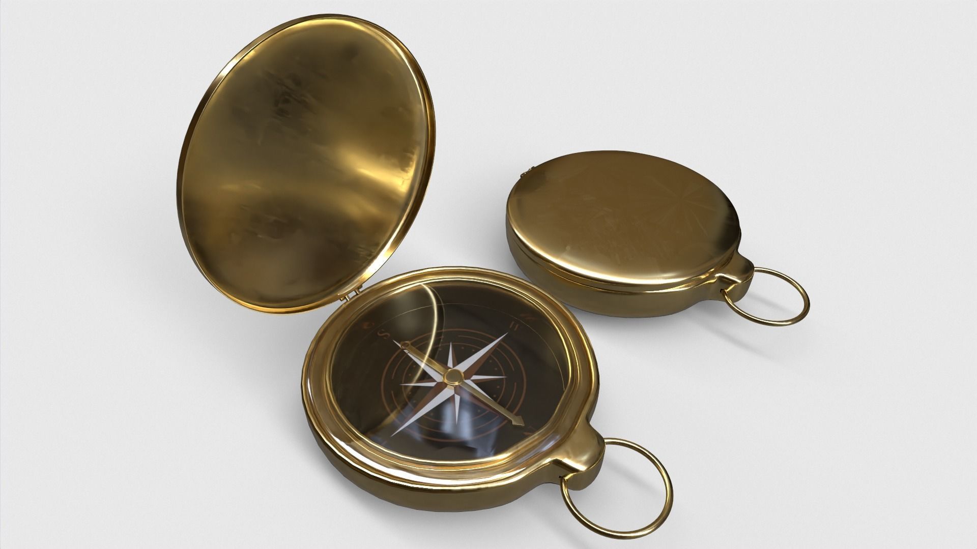 Compass gold 3D model_1