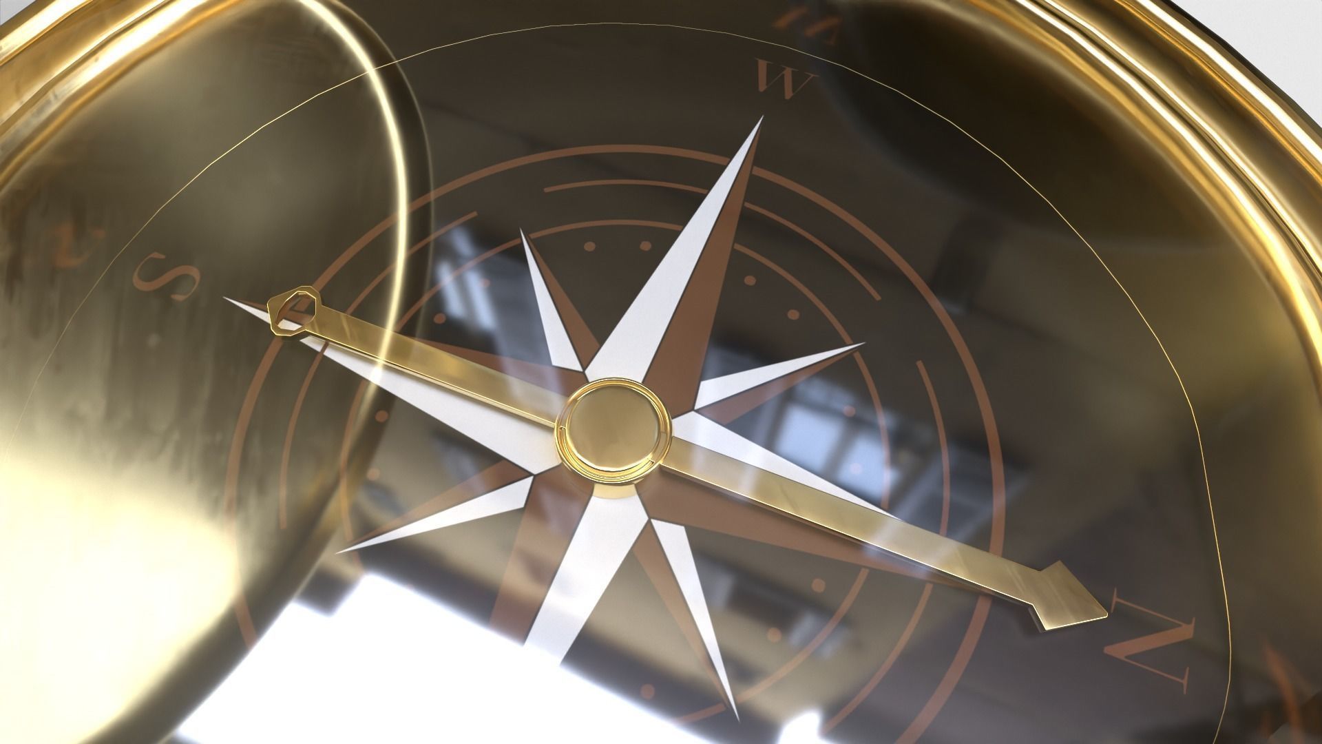 Compass gold 3D model_6