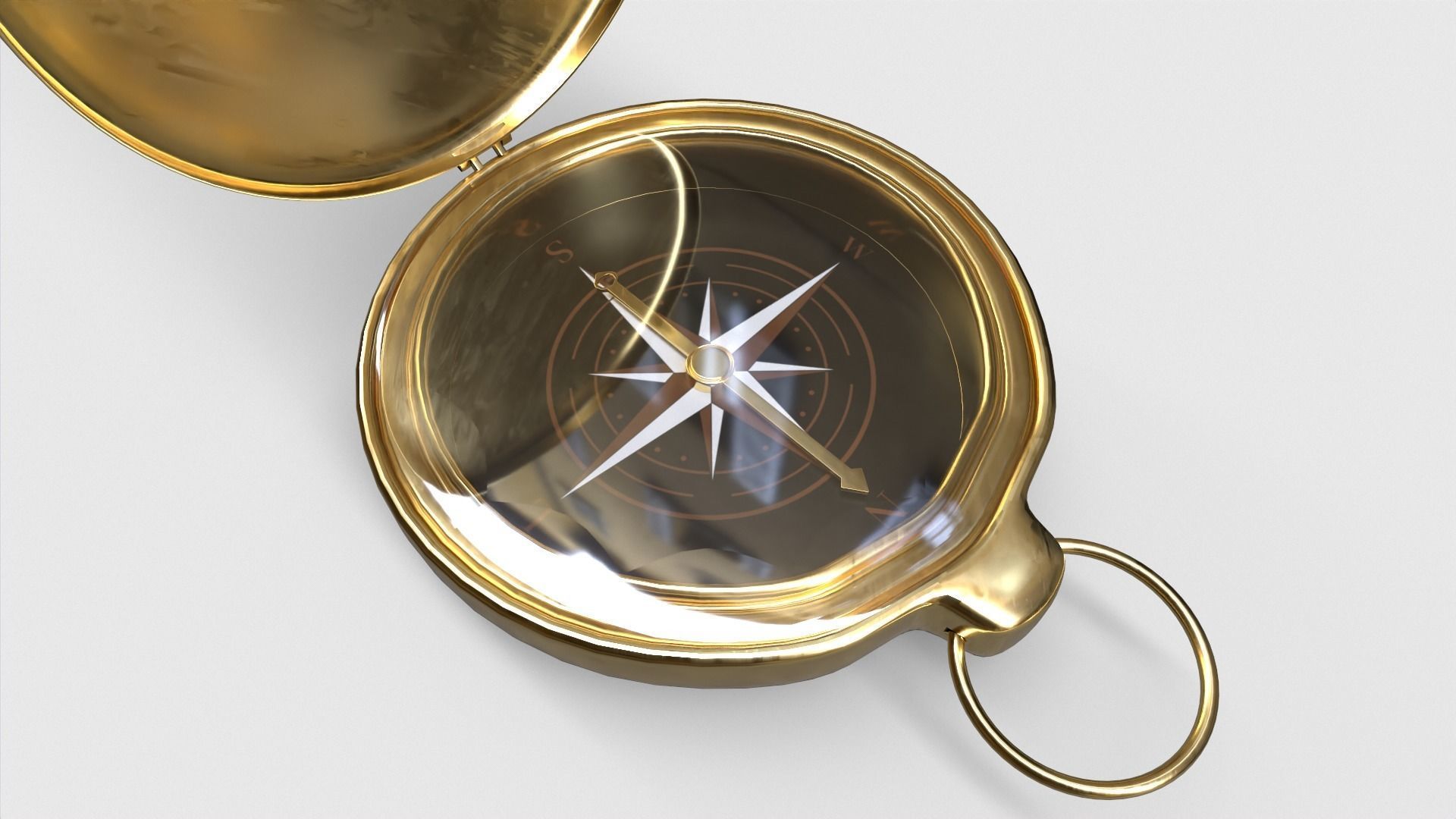 Compass gold 3D model_3