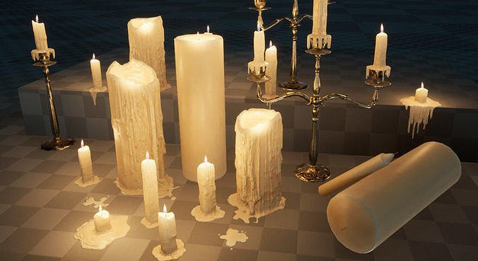 Melting Candle Pack For Unreal Engine 4 Low-poly 3D model