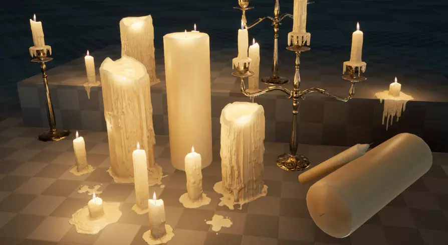 Melting Candle Pack For Unreal Engine 4 Low-poly 3D model_0