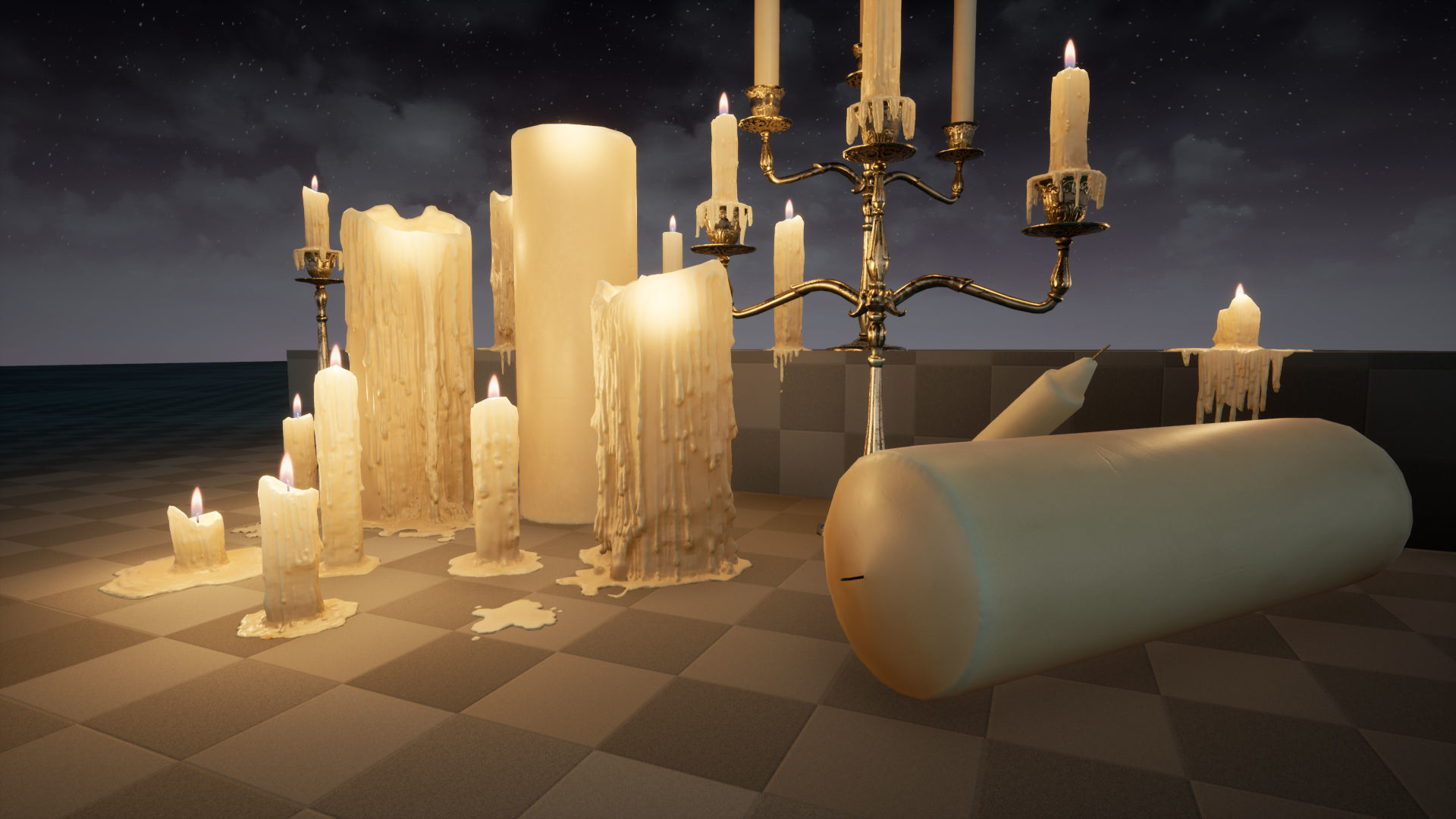 Melting Candle Pack For Unreal Engine 4 Low-poly 3D model_3