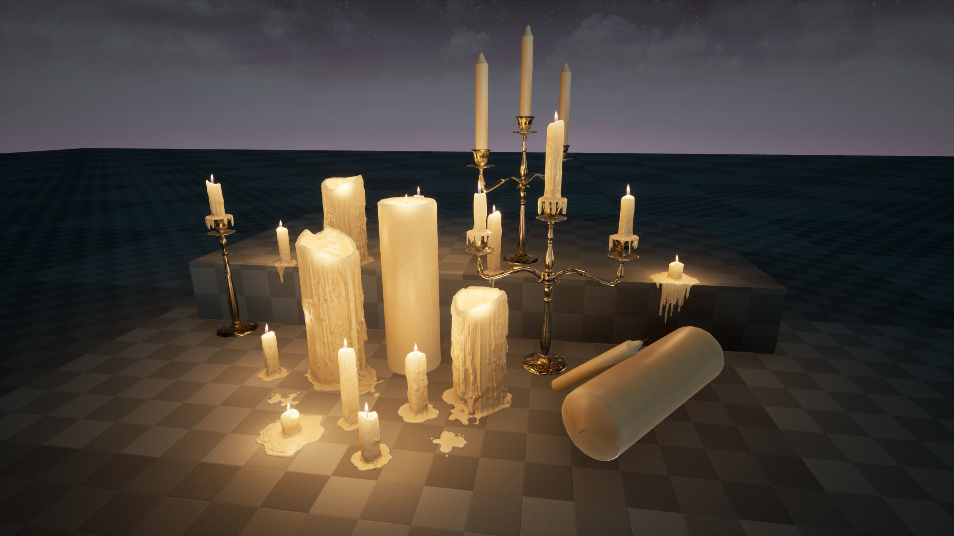 Melting Candle Pack For Unreal Engine 4 Low-poly 3D model_1