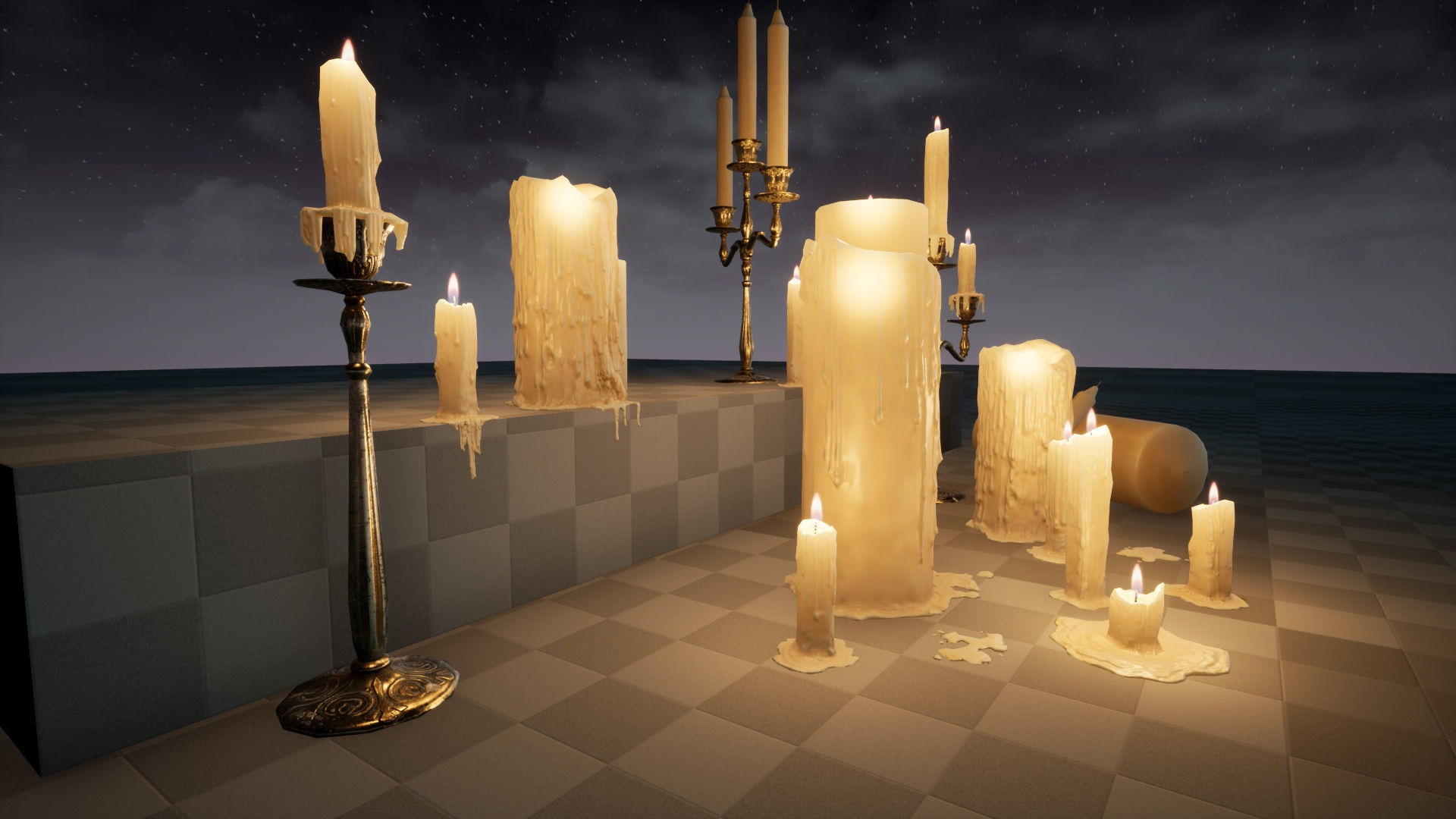 Melting Candle Pack For Unreal Engine 4 Low-poly 3D model_2
