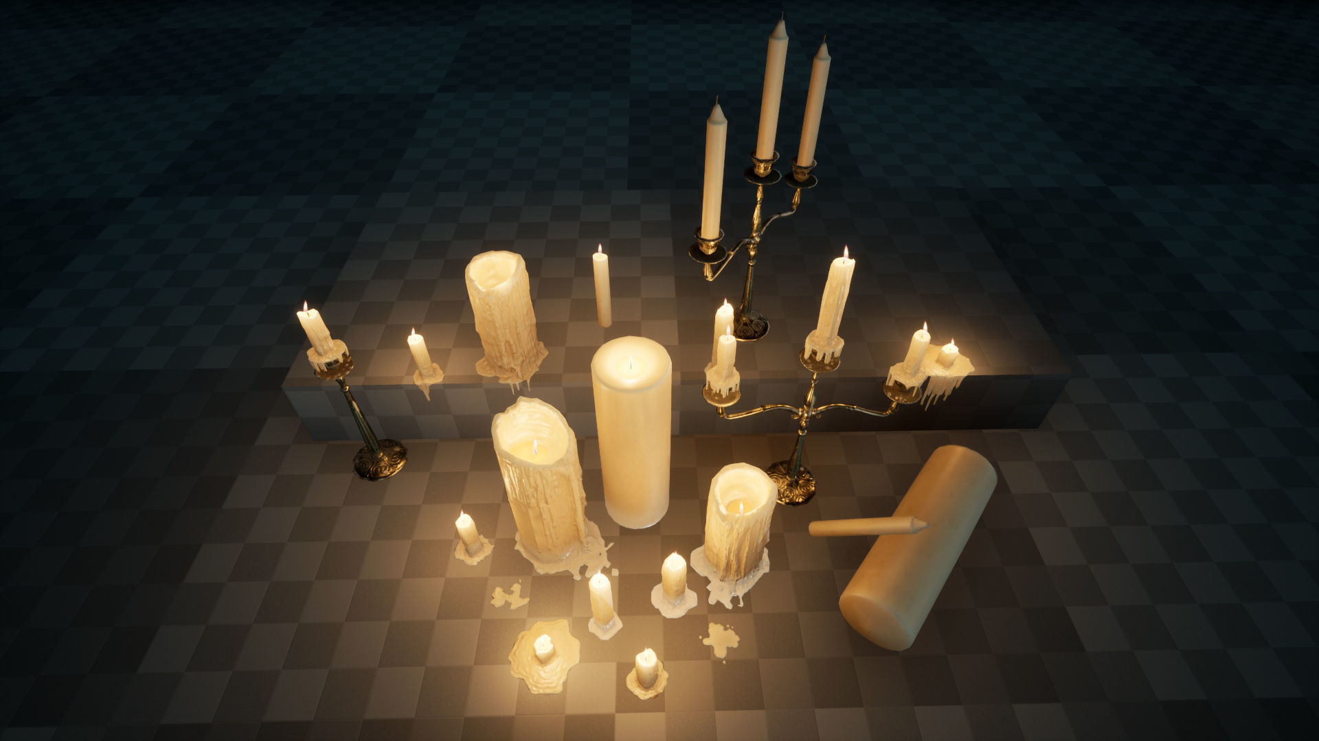 Melting Candle Pack For Unreal Engine 4 Low-poly 3D model_4