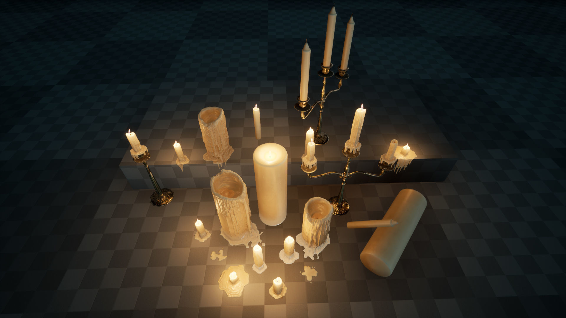 Melting Candle Pack For Unreal Engine 4 Low-poly 3D model_5