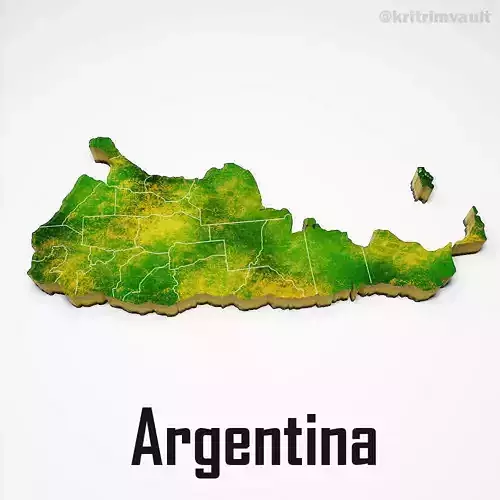 Argentina country map 3d model 