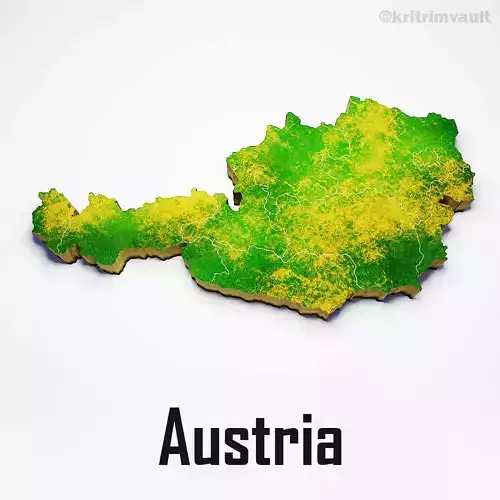 Austria country map 3d model