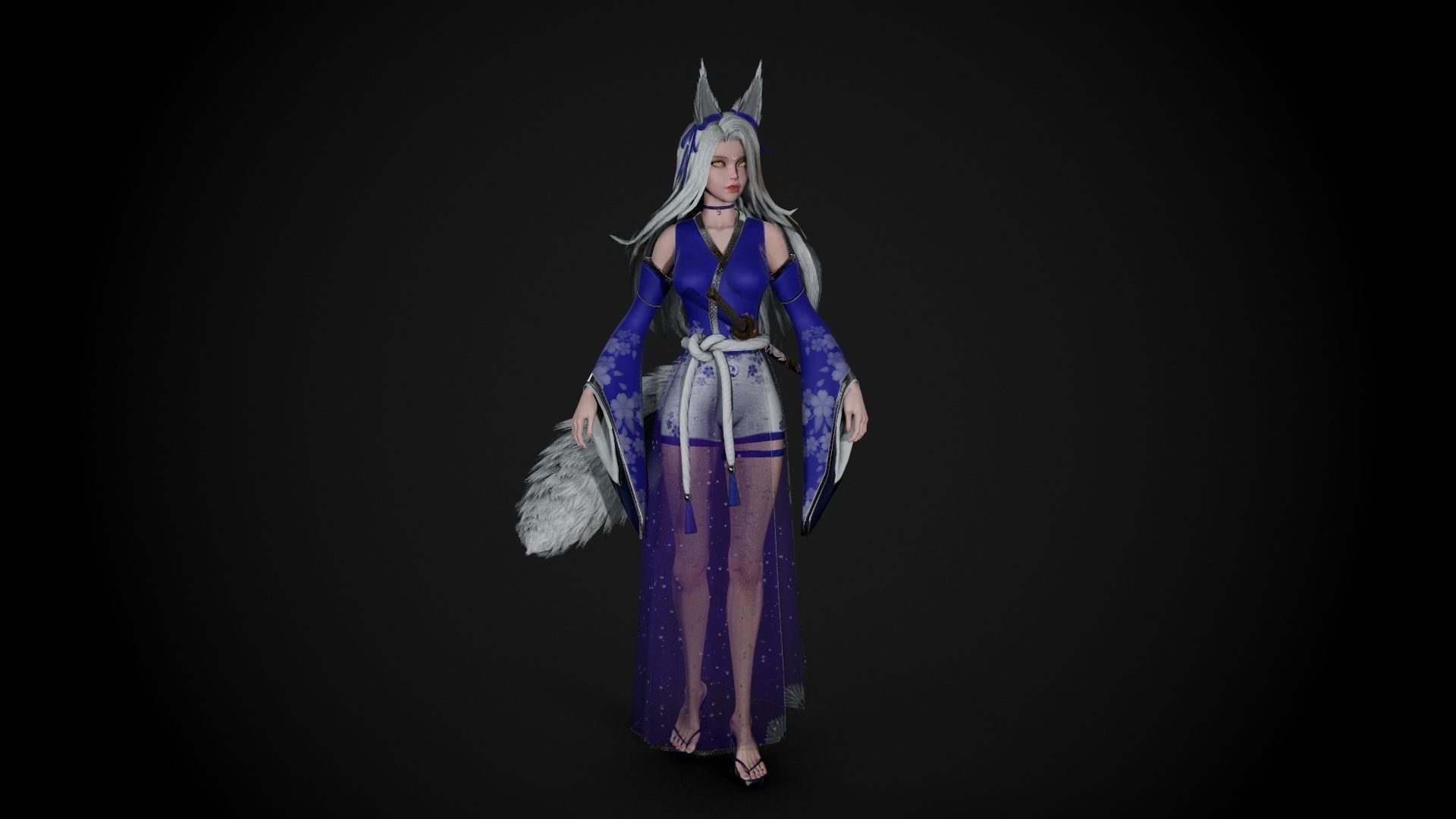 Kitsune Low-poly 3D model_23
