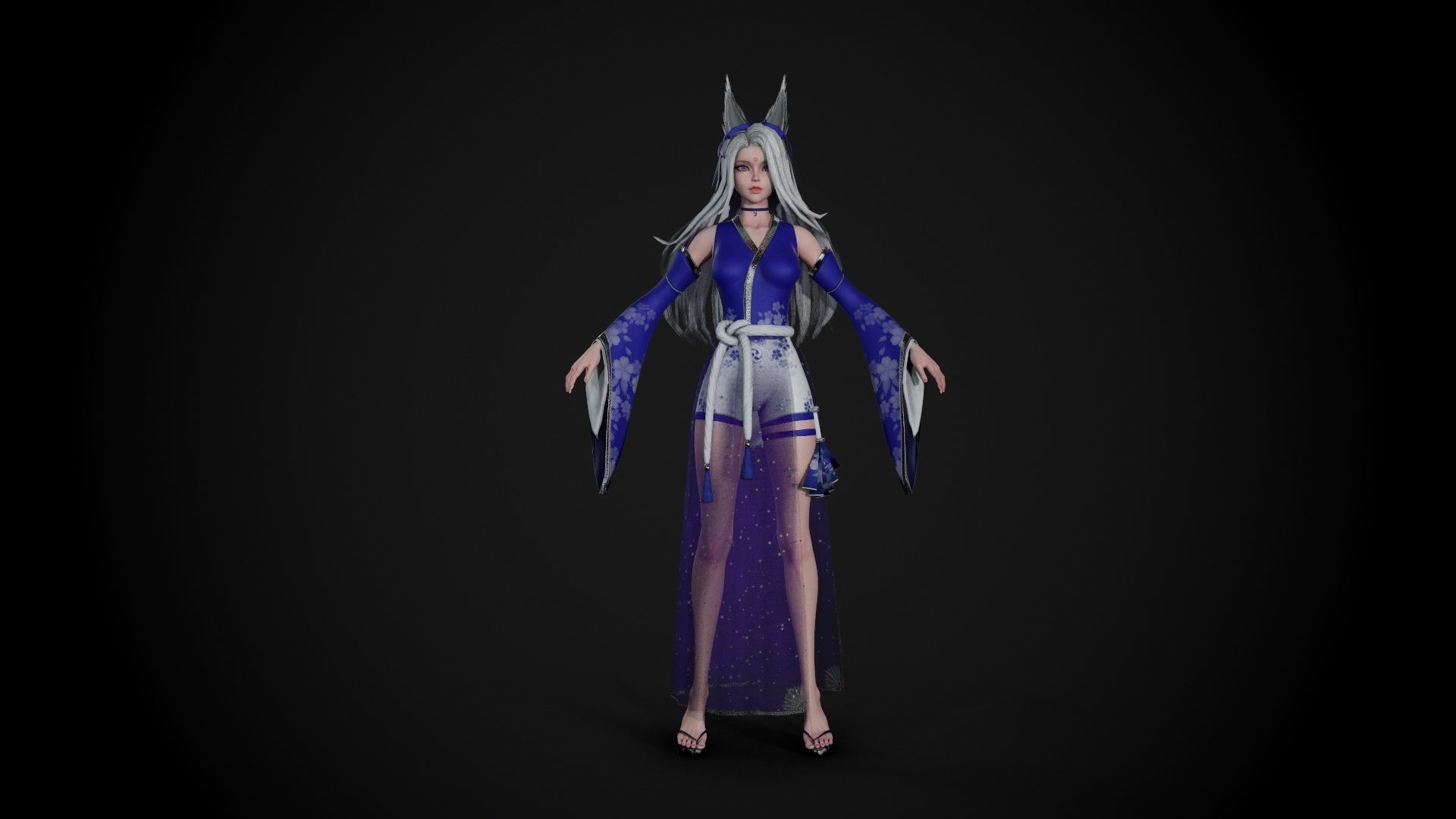 Kitsune Low-poly 3D model_12
