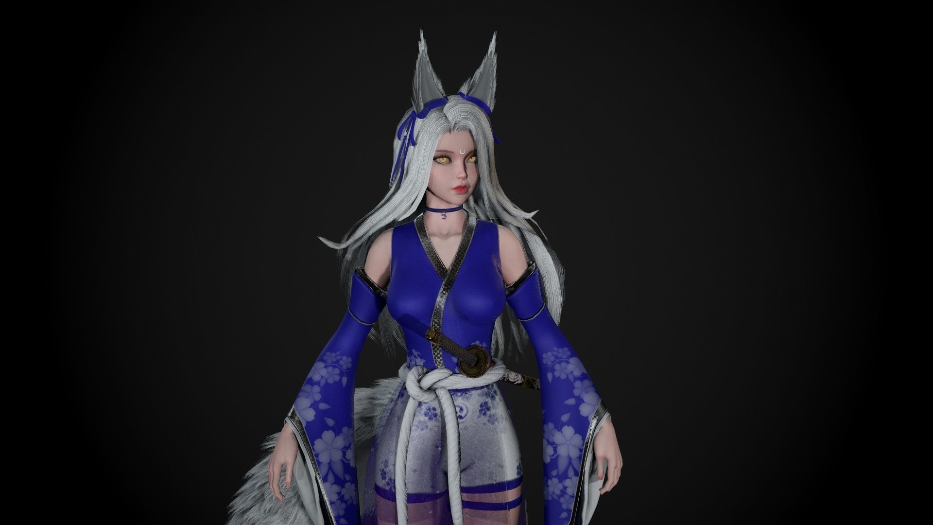 Kitsune Low-poly 3D model_21