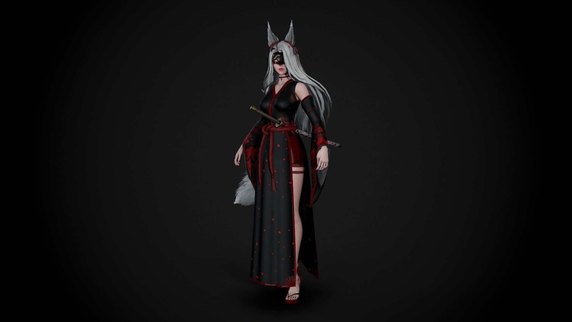 Kitsune Low-poly 3D model_27