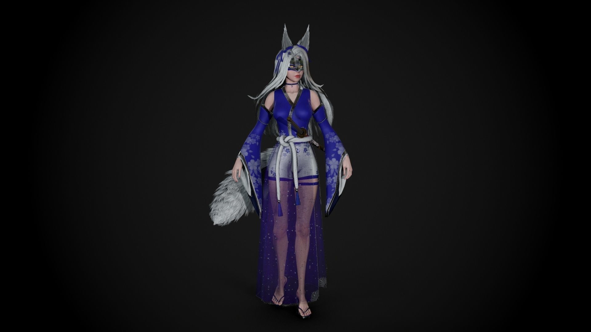 Kitsune Low-poly 3D model_18